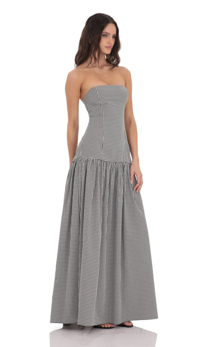 Strapless Drop Waist Maxi Dress