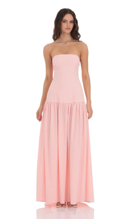 Strapless Drop Waist Maxi Dress