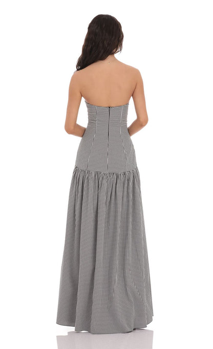 Strapless Drop Waist Maxi Dress