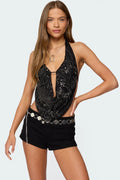 Beaded Backless Top