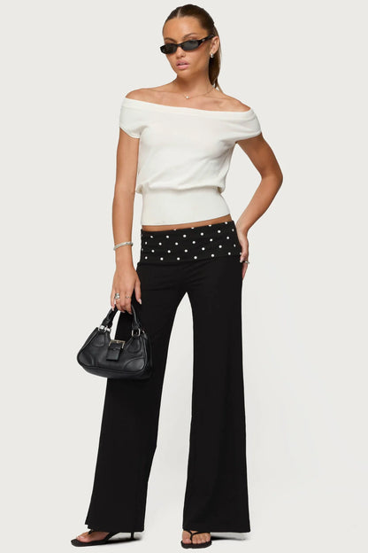 Meshey Fold Over Pants