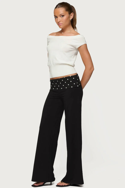 Meshey Fold Over Pants