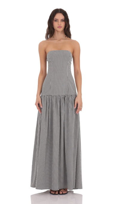 Strapless Drop Waist Maxi Dress